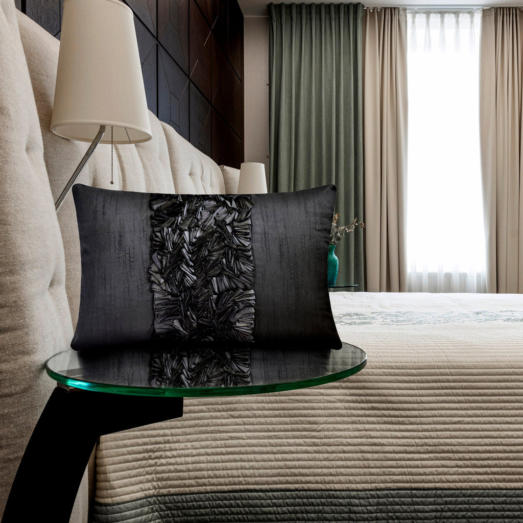 Chocolate Cream - Art Silk Chocolate Brown Decorative Lumbar Pillow Cover