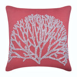 White Forest - Coral Pink Cotton Linen Decorative Euro Sham