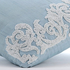 White Waters - Light Blue Art Silk Throw Pillow Cover