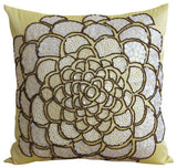 Wild Flower - Two Tone Orange Blue Art Silk Throw Pillow Cover