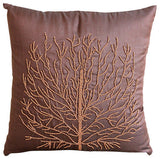 Tree Of Joy - Deep Red Art Silk Throw Pillow Cover