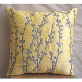 Yellow Crystal Willow - Yellow Art Silk Throw Pillow Cover