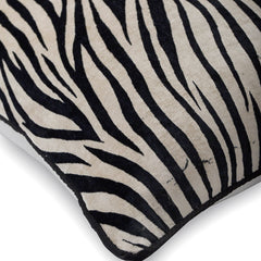 Zebra Crossing - Black N White Velvet Decorative Euro Sham