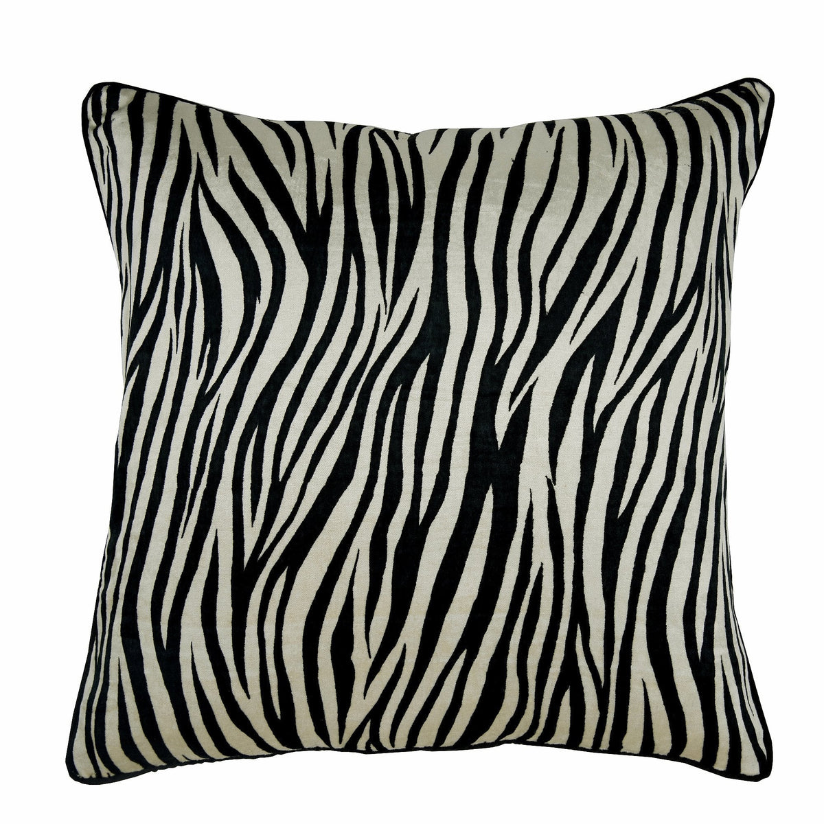 Zebra Crossing - Black N White Velvet Decorative Euro Sham